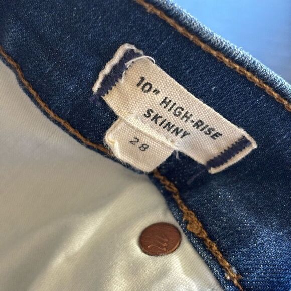 Madewell 10" High-Rise button fly frayed hem Skinny Jeans in Hanna Wash size 28 - Picture 6 of 12
